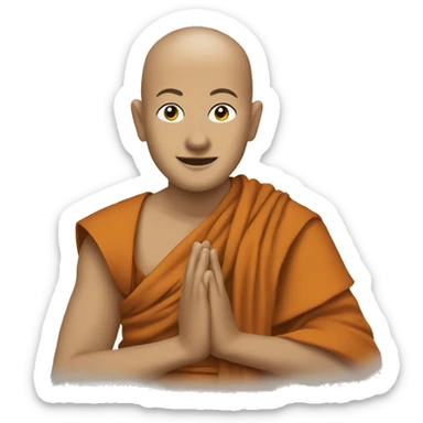 I need to create an emoji featuring a Burmese novice monk as the main image, along with our company logo. sticker