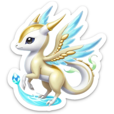 Angelic Divine Bioluminescent Translucent Luminescent Diaphanous Shiny Colorful Meloetta-Latias-Koraidon-Peppercat-Wargreymon-Protogen-Fakémon-fusion-hybrid-creature sticker