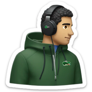 Lacoste headphone latin guy with black windbreaker sticker
