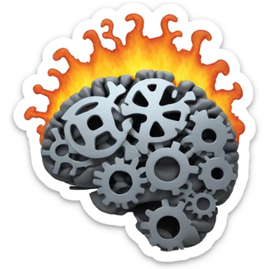 brain made of gears bursting into flame sticker