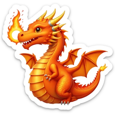 a dragon breathing fire shaped like a comet, with a sun in the background sticker