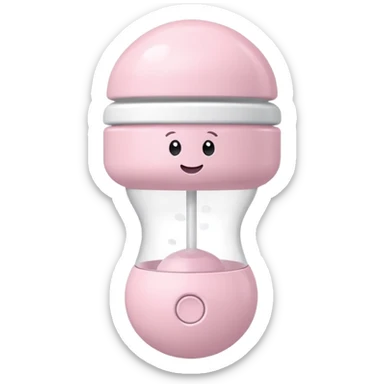 White and light pink baby shaker rattle toy with nothing on it sticker