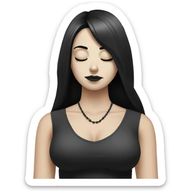 goth white girl and black hair meditating sticker