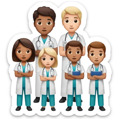 doctors in different poses, uniforms sticker