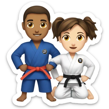 Girl and brunette boy doing Jiu jitsu  sticker