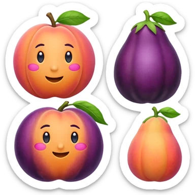 Make an emoji of a peach and eggplant sticker