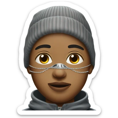 realistic portrait of boy wearing jewelry light skin with a ski mask on sticker