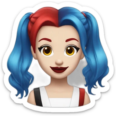 Harley Quinn blue and red hair sticker