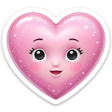 Baby pink heart with sparkles sticker