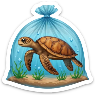 Sea turtle stuck in a plastic bag and other garbage  sticker