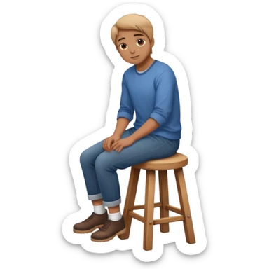 a person sitting on stool with full backward turned

 sticker