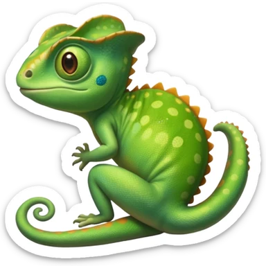 Emoji de camaleón, que sea bonito, tierno y único para compartir con mi pareja, entonces que sea único, que sea parecido al camaleón de la película de rapumcel de Disney  sticker