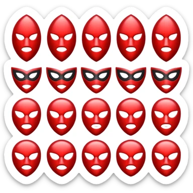 create a bold drill-themed emoji pack with metallic textures, masked characters, sharp shapes and intense red lighting, conveying danger and rhythm without any weapons sticker