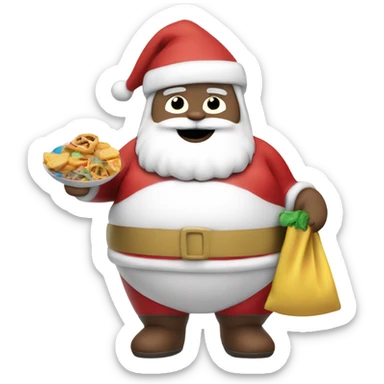 Fat white Santa with snacks and bathing suit sticker