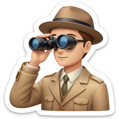 Visionary figure looking at horizon with binoculars, seeing future success sticker