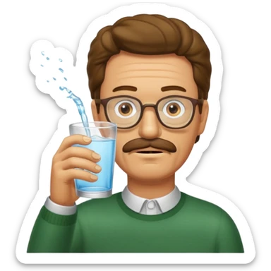 Ned Flanders drinking water in a glass sticker