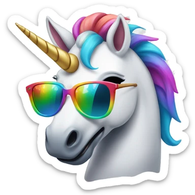 Rainbow unicorn with sunglasses  sticker