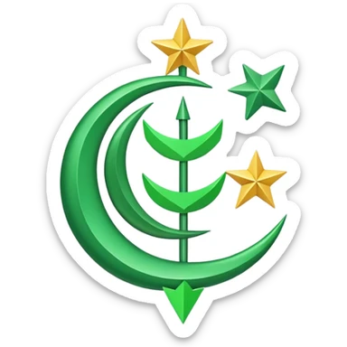 Jag vill att du ska göra en flaga grön sen sk det var tre pilar som är med varandra på moten men lite mot boten och sen ska det va åvan på de tre stats och övat på de 9 stats som en halv måne sticker