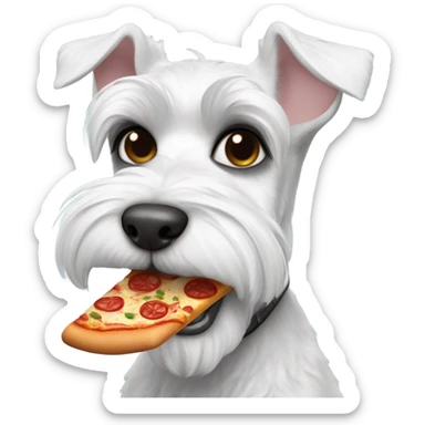 Schnauzer nano white dog eating pizza sticker
