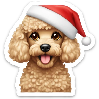 Toy poodle in Santa hat sticker