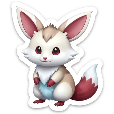 Shiny White Furry Snowy Ice-type Furret-Minccino-Zangoose-Hybrid (Full body) sticker