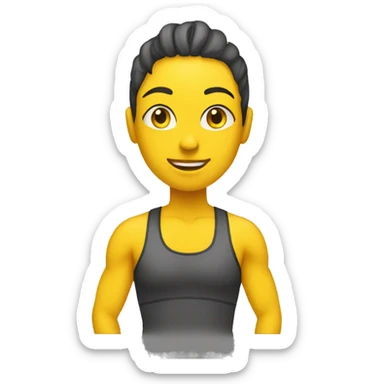 personal trainer at the gym with yellow skin sticker
