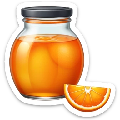 orange fruit with marmalade jar sticker