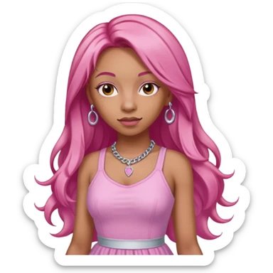 Ice Spice, Rapper (b.2000) with long ginger hair, pink hair sticker