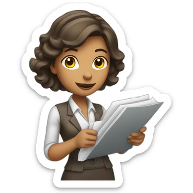 woman profession architect holding blueprints sticker