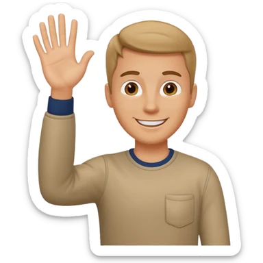 A white man in casual clothes stands and waves his hand in greeting. sticker