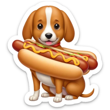Dog in a hotdog costume  sticker