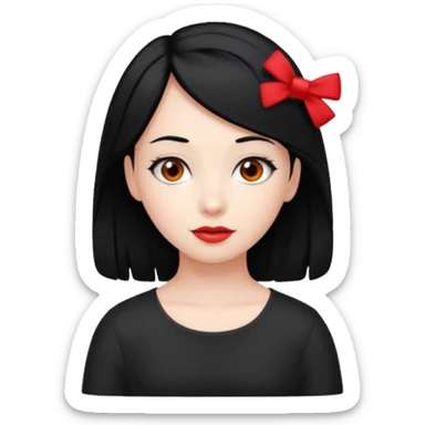  girl with black hair and red color hairclip sticker