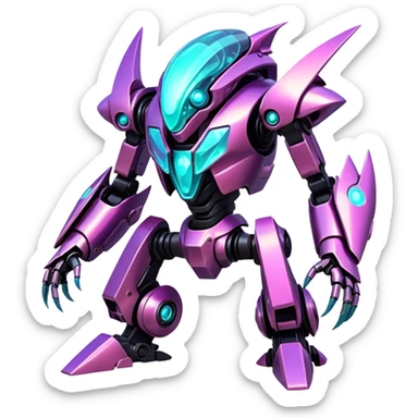  Epic legendary rare glowing mechanical Shiny sparkly transparent bioluminescent luminescent vibrant bright pastel dark exotic iridescent colorful gradients futuristic modern metallic glossy glittery fantasy-cyber-Fakémon-Vernid-mecha-creature sticker