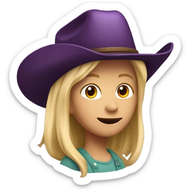 Blonde girl with cow-boy hat on riding eggplant sticker