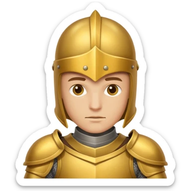 a knight in gold armor sticker
