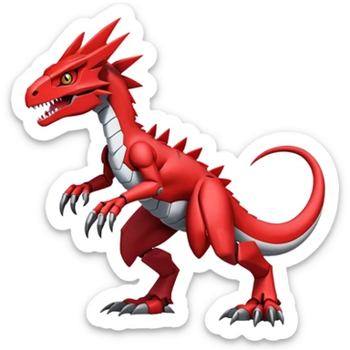  Cool Edgy Red Digimon-Fakemon-Guilmon-Velociraptor-Dragon-Mecha full body sticker