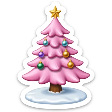Pink Christmas tree with snow on it sticker