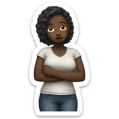 Black girl with tummy ache sticker