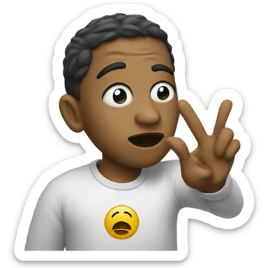 Crying emoji holding up a peace sign sticker