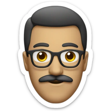 a guy with a curve moustache and glasses sticker