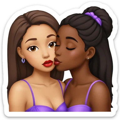 Lightskin and darkskin women kissing sticker