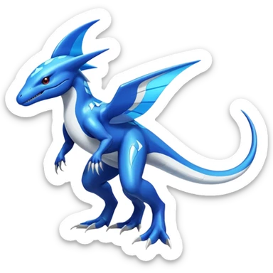 Shiny Glossy Oily Futuristic Latios-Gabite-Amaura-Salandit-Helioptile-fusion (full body) sticker