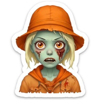 zombie woman in orange hats sticker