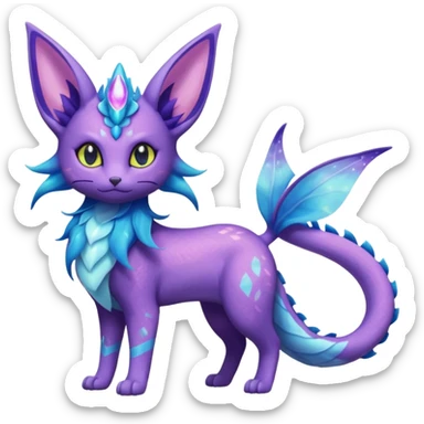 Shiny Nebulae Delcatty-Purrloin-Espeon-Lumineon-Vaporeon-Amaura-Dragonair-Fakémon-hybrid-creature (full body)  sticker
