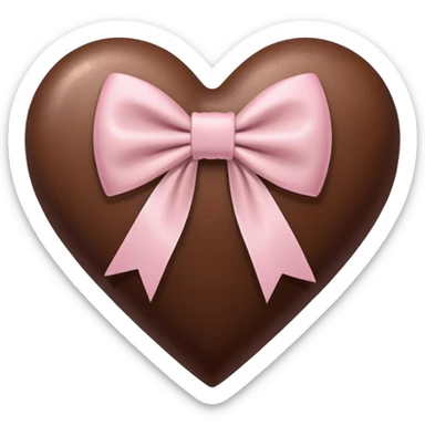 Brown heart with light  bow sticker