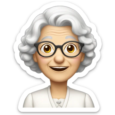 old lady jerry mouse with spectacles and white hair and white dress sticker