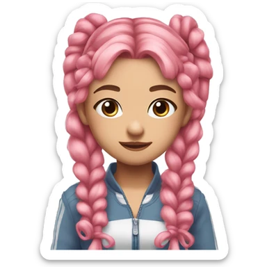long pink wavy hair pigtails cute feminine person pink eyes idol outfit sticker