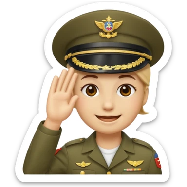 Emoji a la mitad saludo militar sticker