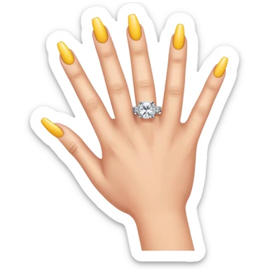 feminine hand with long nails and shiny engagement ring, emoji style sticker
