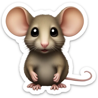 Housemouse with brown fur, a tan muzzle, a tan tummy, a black nose and black eyes sticker
